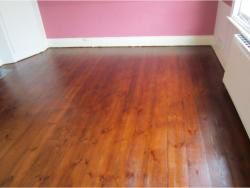 The completed floor, sanded, dark oak stained and lacquered